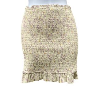 Storia Floral smocked Yellow and purple flowers mini skirt